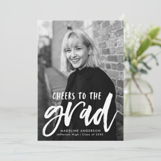 Proost op het Afstudeerder Script Hot Pink Afstude Aankondiging (Staand voorkant)