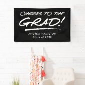 Proost op het Afstudeerder Zwart-wit Afstuderen Spandoek (Insitu)