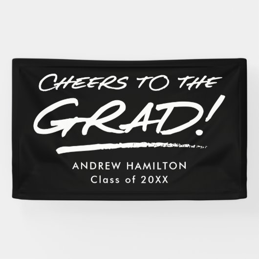 Proost op het Afstudeerder Zwart-wit Afstuderen Spandoek (Horizontaal)