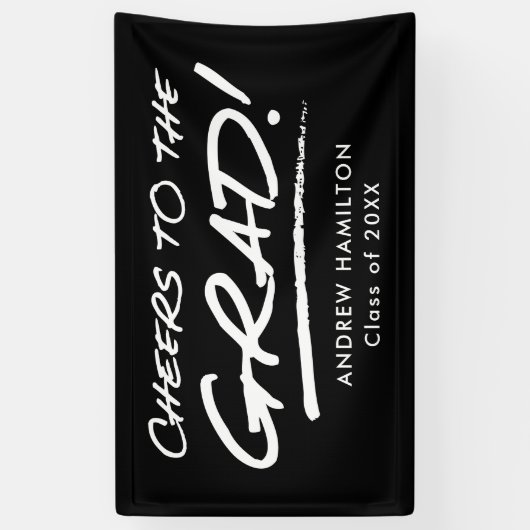 Proost op het Afstudeerder Zwart-wit Afstuderen Spandoek (Verticaal)