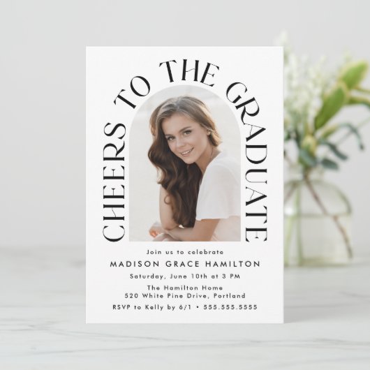 Proost op het Afstuderen Arch Photo Graduation Par Kaart (Staand voorkant)