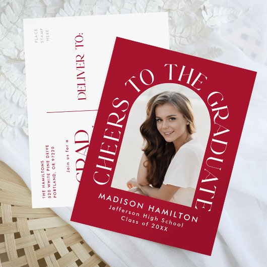 Proost op het Afstuderen Arch Photo Graduation Par Uitnodiging Briefkaart