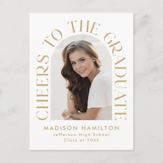 Proost op het Afstuderen Arch Photo Graduation Par Uitnodiging Briefkaart (Voorkant)