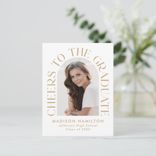 Proost op het Afstuderen Arch Photo Graduation Par Uitnodiging Briefkaart (Staand voorkant)