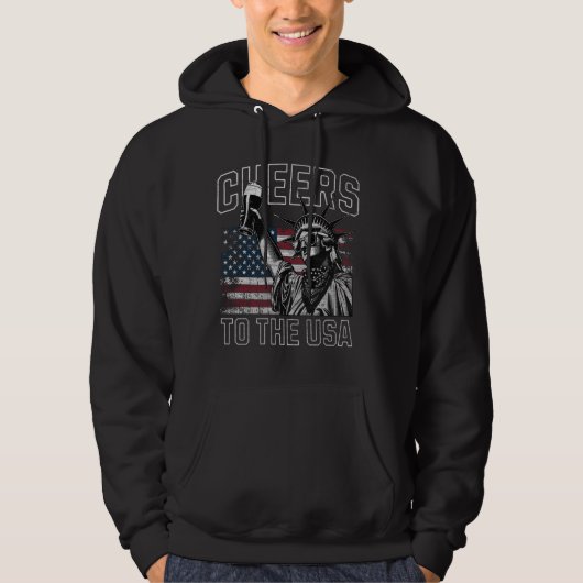 Proost op het Amerikaanse Vrijheidsbeeld met bier Hoodie (Voorkant)