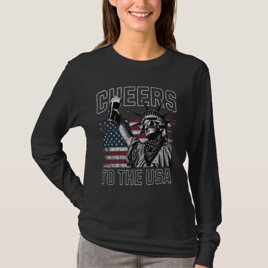 Proost op het Amerikaanse Vrijheidsbeeld met bier T-shirt (Voorkant)