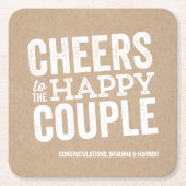Proost op het blije paar kraft repetitie diner kartonnen onderzetters (Voorkant)