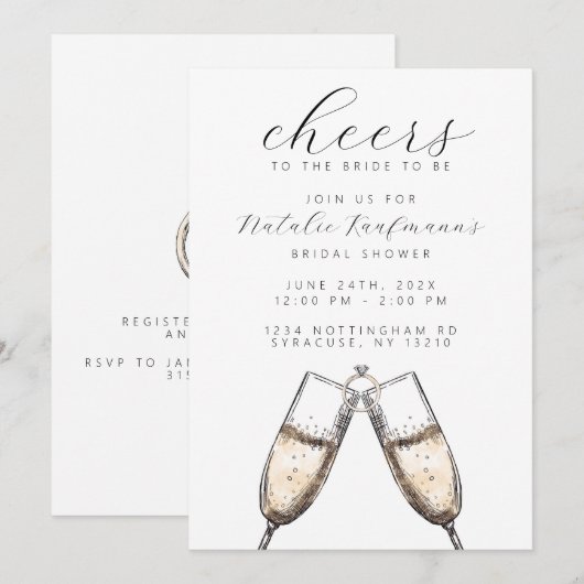 Proost op het elegante Vrijgezellenfeest van Bubbl Kaart (Voorkant / Achterkant)