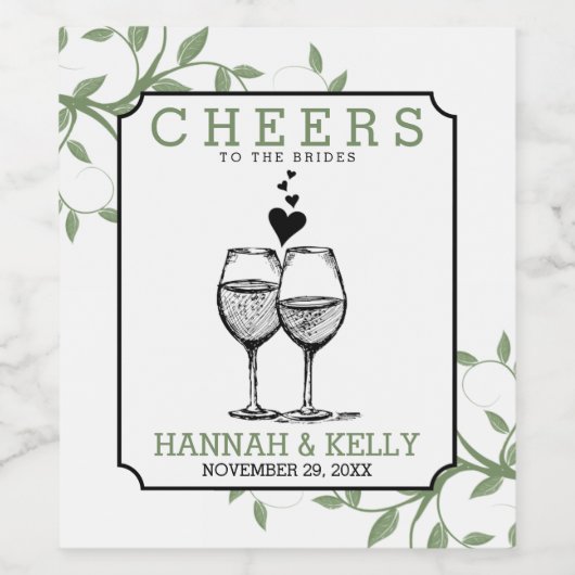 Proost op het etiket op de wijnfles voor bruiden (Enkel label)