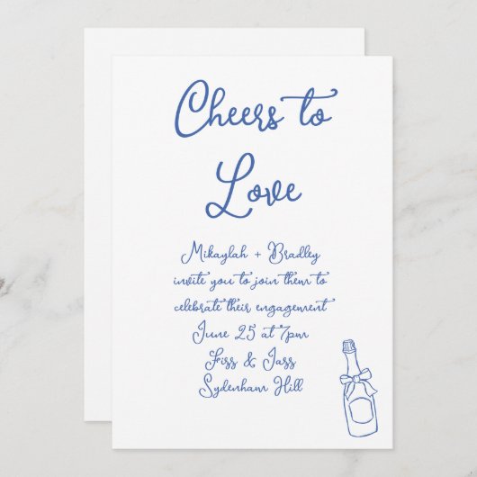 Proost op het Franse Blue Engagement Party Kaart (Voorkant / Achterkant)