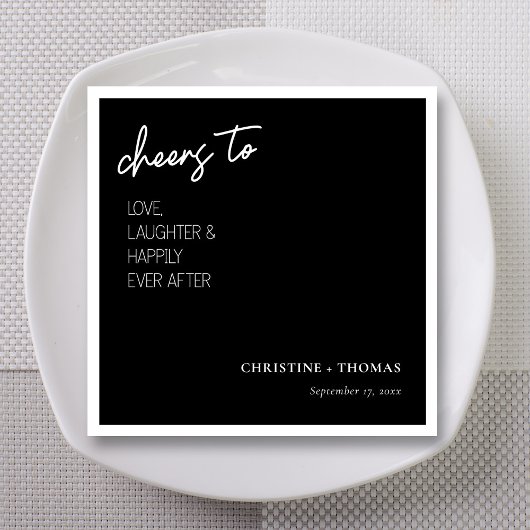 Proost op het gelukkige paar! Bruiloft Servet