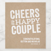 Proost op het gelukkige paar kraft bruiloft wijn etiket (Enkel label)