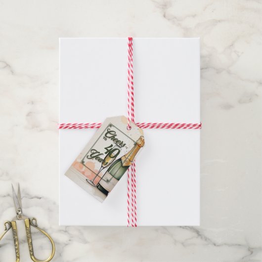 Proost op het jarenfeest cadeaulabel (Met Touw)