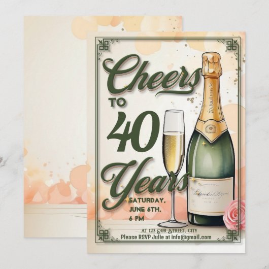 Proost op het jarenfeest kaart (Voorkant / Achterkant)