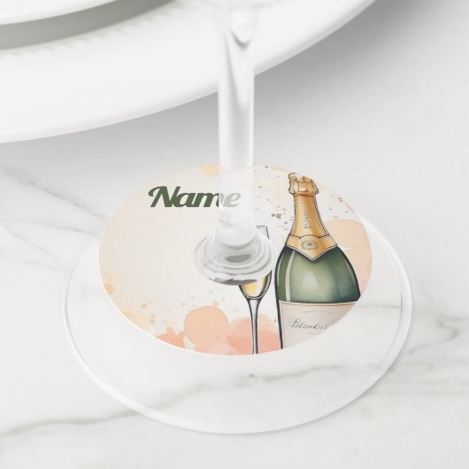 Proost op het jarenfeest wijnglaslabel (Dichtbij)