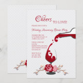 Proost op het jubileumdiner van de liefde kaart (Voorkant / Achterkant)