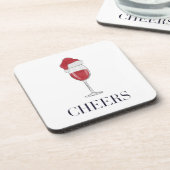 Proost op het kerstfeestje Santa Hat Wine Bier Onderzetter (Linkerzijde)