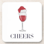 Proost op het kerstfeestje Santa Hat Wine Bier Onderzetter (Voorkant)