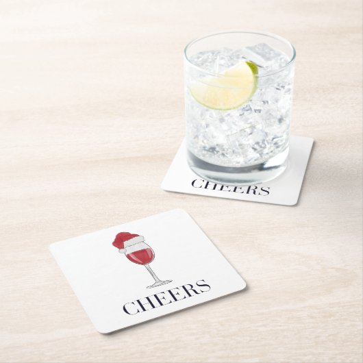 Proost op het kerstfeestje Santa Hat Wine Kartonnen Onderzetters (Insitu)