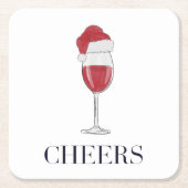 Proost op het kerstfeestje Santa Hat Wine Kartonnen Onderzetters (Voorkant)
