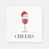 Proost op het kerstfeestje Santa Hat Wine Servet (Voorkant)