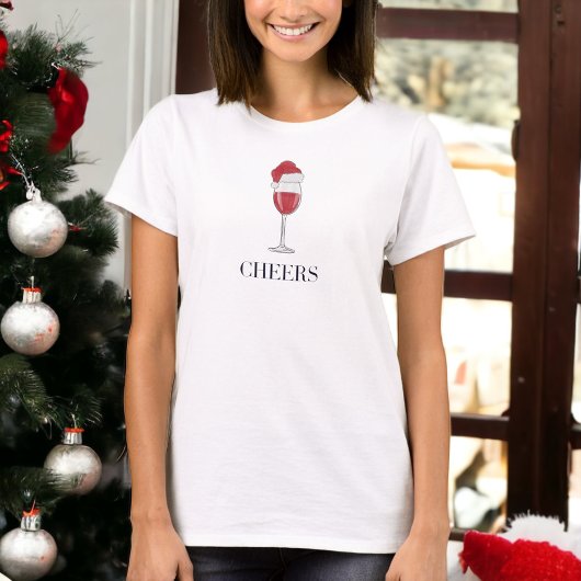 Proost op het kerstfeestje Santa Hat Wine T-shirt