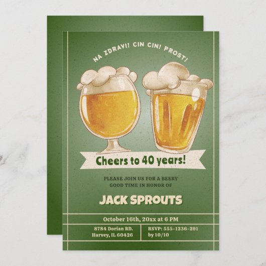 Proost op het Mannen verjaardagsfeestje van 40 jaa Kaart (Voorkant / Achterkant)