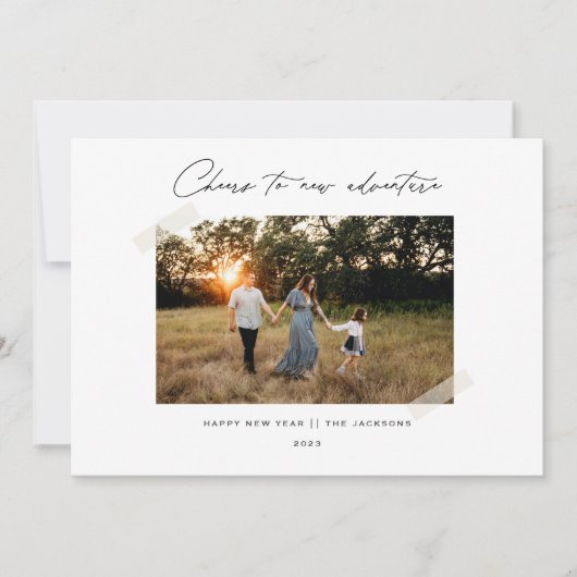 Proost op het moderne Nieuwjaar Feestdagenkaart (Voorkant)