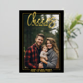 Proost op het nieuwe jaar - Black Botanicals - Fot Folie Feestdagenkaart (Staand Voorkant)