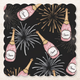 Proost op het Nieuwe Jaar Champagne & Vuurwerk Kartonnen Onderzetters