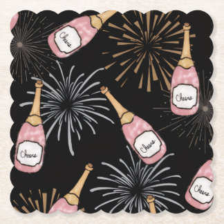 Proost op het Nieuwe Jaar Champagne & Vuurwerk Kartonnen Onderzetters