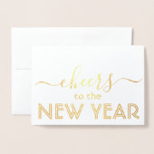 Proost op het Nieuwe Jaar Chic 1 Foto Modern Minim Folie Kaarten (Voorkant met envelop)