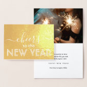 Proost op het nieuwe jaar Elegant Photo Modern Scr Folie Kaarten (Display)