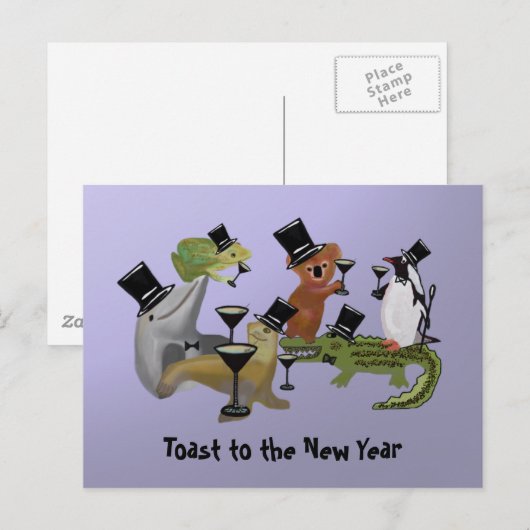 Proost op het nieuwe jaar feestdagenkaart (Voorkant / Achterkant)