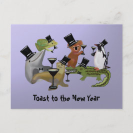 Proost op het Nieuwe Jaar Feestdagenkaart
