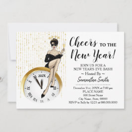 Proost op het nieuwe jaar Glitter Girls Night Out Kaart