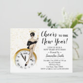 Proost op het nieuwe jaar Glitter Girls Night Out Kaart (Staand voorkant)