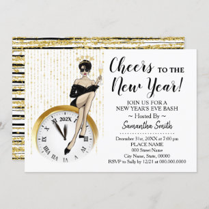 Proost op het nieuwe jaar Glitter Girls Night Out Kaart