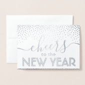 Proost op het nieuwe jaar Navyblauw Stijlvolle Con Folie Kaarten (Voorkant met envelop)