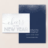 Proost op het nieuwe jaar Navyblauw Stijlvolle Con Folie Kaarten (Display)