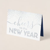 Proost op het nieuwe jaar Navyblauw Stijlvolle Con Folie Kaarten (Voorkant)