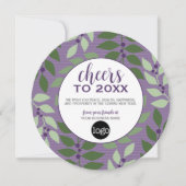 Proost op het Nieuwe Jaar - Paars en Groen Feestdagenkaart (Voorkant)