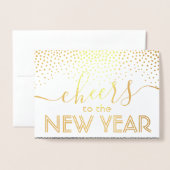 Proost op het nieuwe jaar Stijlvol Confetti Navy G Folie Kaarten (Voorkant met envelop)