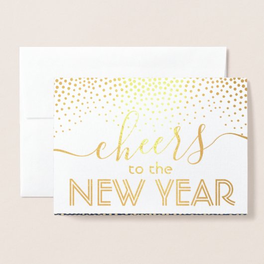 Proost op het nieuwe jaar Stijlvol Confetti Navy G Folie Kaarten (Voorkant met envelop)