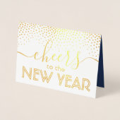 Proost op het nieuwe jaar Stijlvol Confetti Navy G Folie Kaarten (Voorkant)