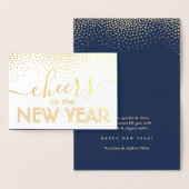 Proost op het nieuwe jaar Stijlvol Confetti Navy G Folie Kaarten (Display)