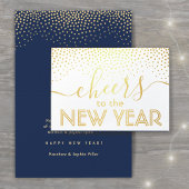 Proost op het nieuwe jaar Stijlvol Confetti Navy G Folie Kaarten