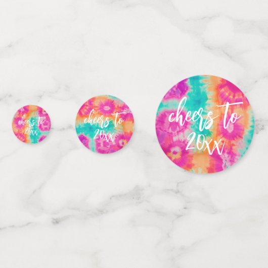 Proost op het nieuwe jaar Stropdas-Dye Blauwgroen Confetti (Achterkanten)