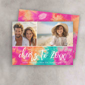 Proost op het nieuwe jaar Stropdas-Dye Blauwgroen Feestdagenkaart