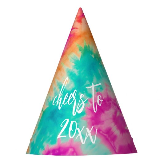 Proost op het nieuwe jaar Stropdas-Dye Blauwgroen  Feesthoedjes (Voorkant)